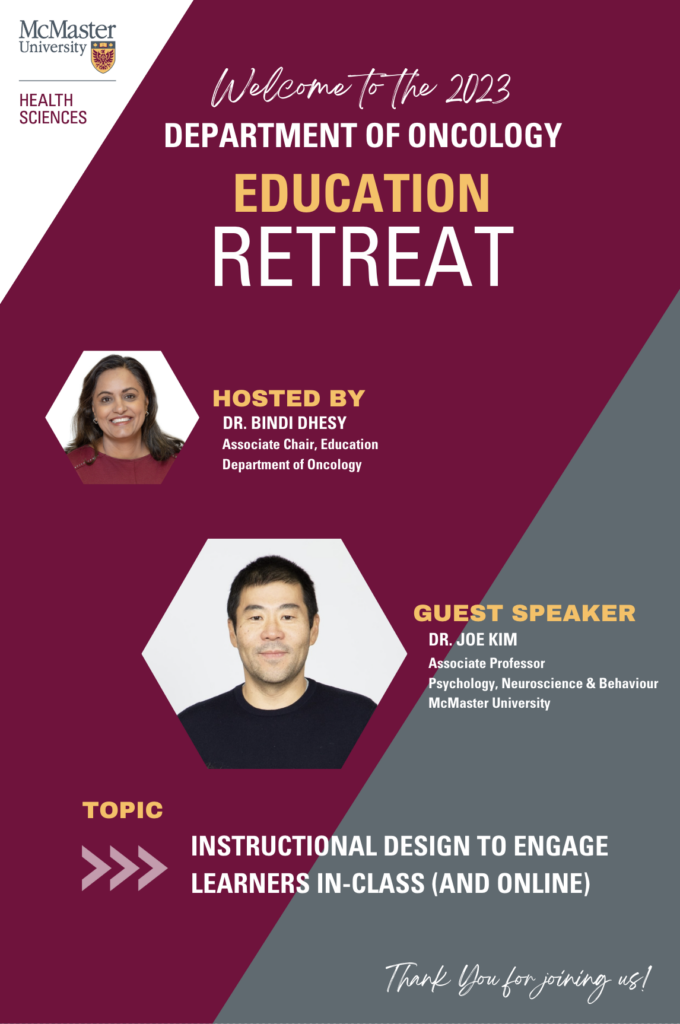 Department of Oncology Annual Education Retreat Welcome Poster.